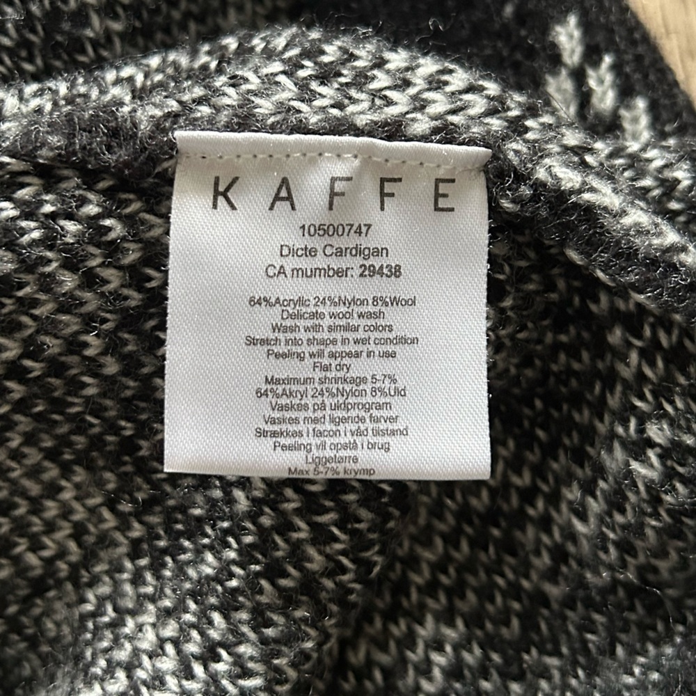 Wool blend Kaffe Black and White Diamond Pattern single button Cardigan classic - Picture 6 of 9